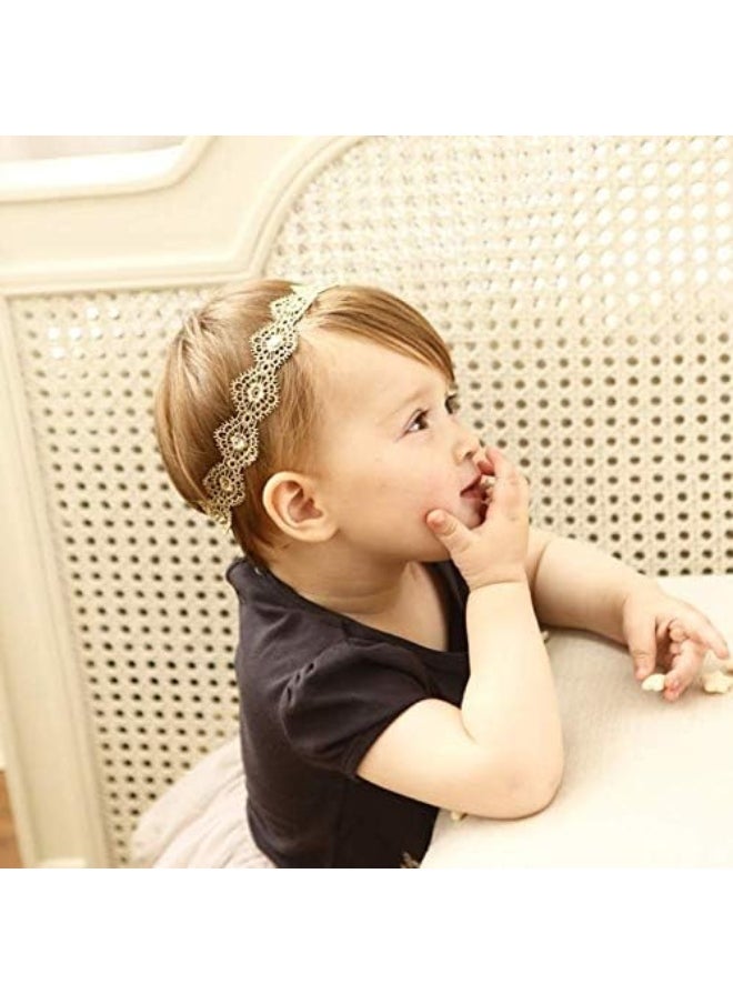 Zapire Lace Headbands for Baby Girl Beautiful Kid Hair Accessories - Soft Elastic Flower Bows Hair Bands