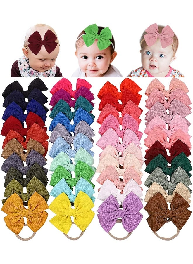 WillingTee 20pcs Baby Nylon Headbands Hairbands Big Hair Bow Elastics for Baby Girls Newborn Infant Toddlers Kids