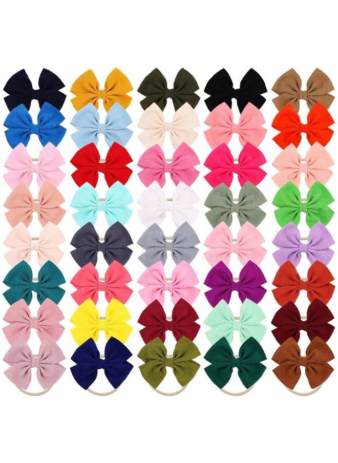 WillingTee 20pcs Baby Nylon Headbands Hairbands Big Hair Bow Elastics for Baby Girls Newborn Infant Toddlers Kids
