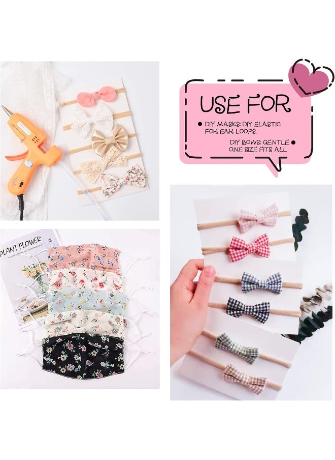 Prohouse 100 PCS Baby Nylon Headbands Hairbands Hair Bow Elastics for Baby Girls Newborn Infant Toddlers Kids Nude