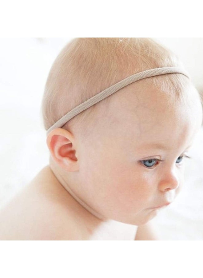 Prohouse 100 PCS Baby Nylon Headbands Hairbands Hair Bow Elastics for Baby Girls Newborn Infant Toddlers Kids Nude