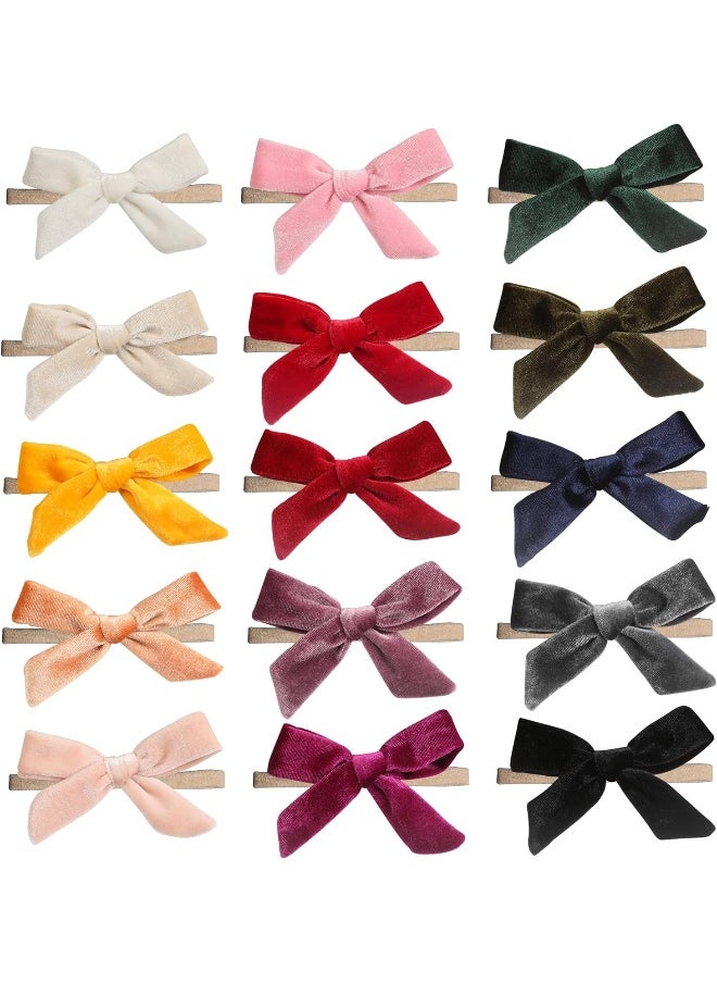inSowni 15 Pack Solid Velvet Bow Super Stretchy Nylon Headbands Hairbands Accessories for Baby Girls Toddlers Newborns Infants Kids