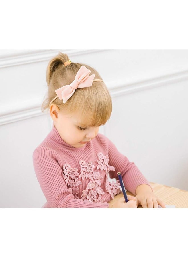 inSowni 15 Pack Solid Velvet Bow Super Stretchy Nylon Headbands Hairbands Accessories for Baby Girls Toddlers Newborns Infants Kids