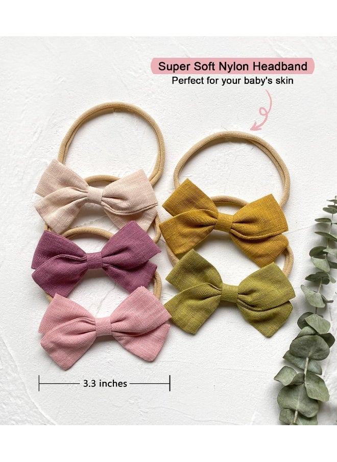 Cherssy Baby Girl Headbands and Hair Bows, Stretchy Nylon Hairbands for Newborn, Infant, Toddlers