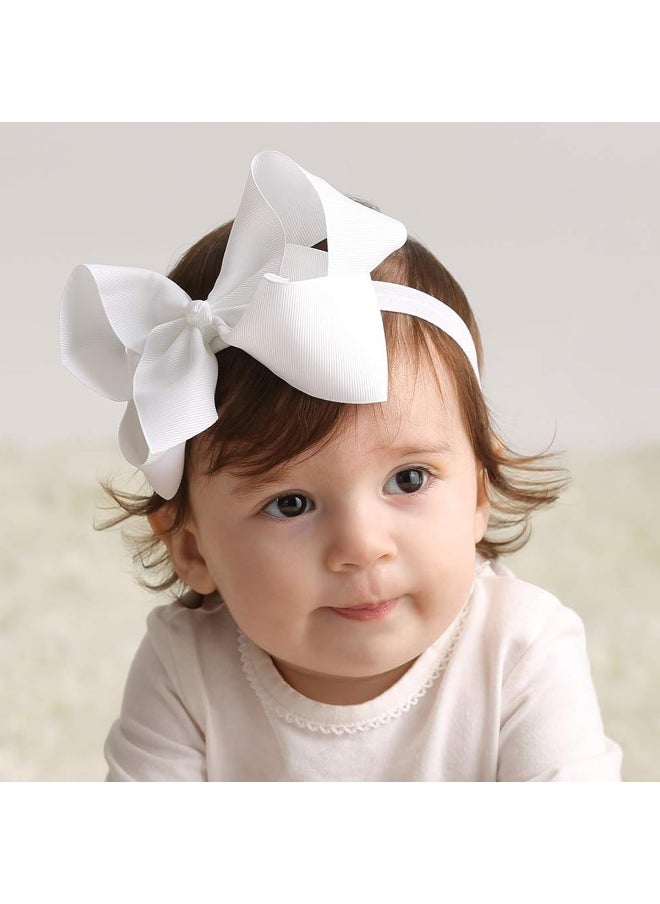 WillingTee 6 Inch 30 Colors Boutique Grosgrain Ribbon Hair Big Bows Headbands for Baby Girls Infants Toddler Kids Teens and Children