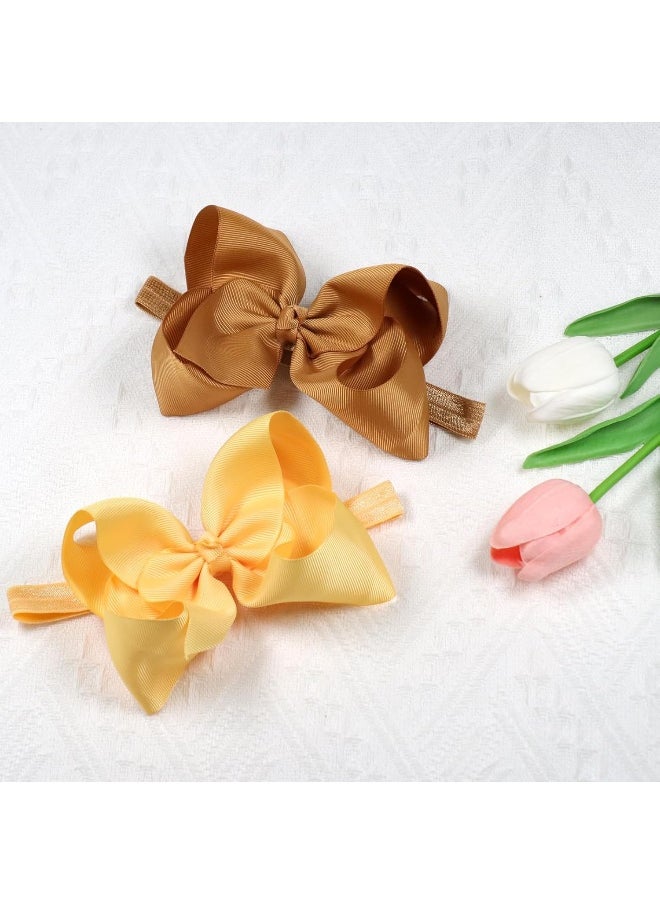 WillingTee 6 Inch 30 Colors Boutique Grosgrain Ribbon Hair Big Bows Headbands for Baby Girls Infants Toddler Kids Teens and Children