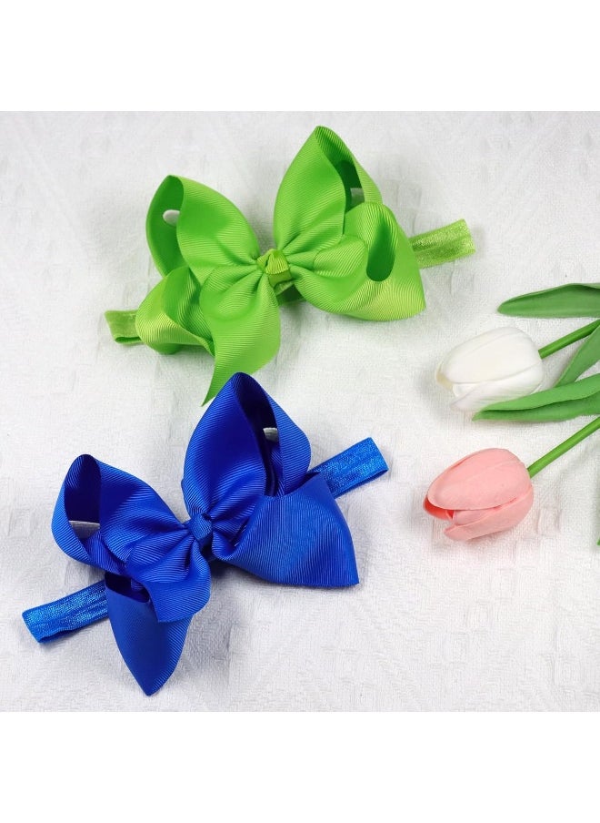 WillingTee 6 Inch 30 Colors Boutique Grosgrain Ribbon Hair Big Bows Headbands for Baby Girls Infants Toddler Kids Teens and Children
