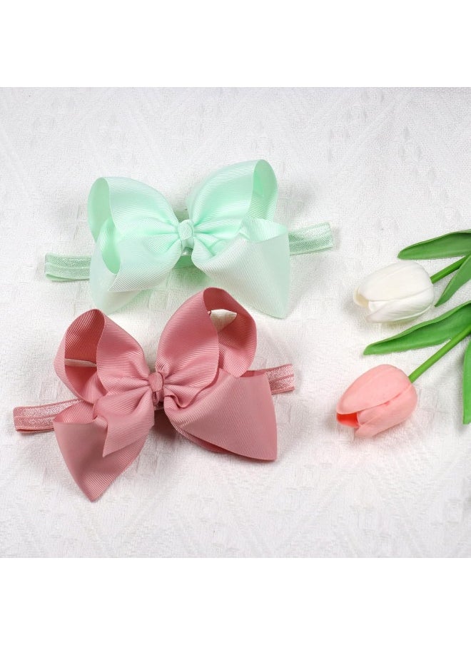 WillingTee 6 Inch 30 Colors Boutique Grosgrain Ribbon Hair Big Bows Headbands for Baby Girls Infants Toddler Kids Teens and Children