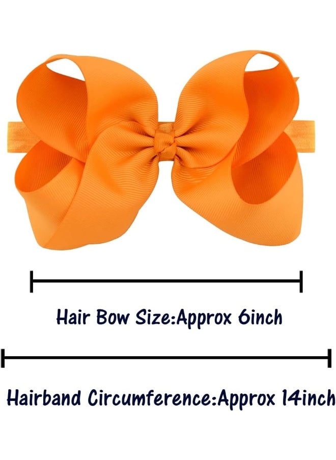 WillingTee 6 Inch 30 Colors Boutique Grosgrain Ribbon Hair Big Bows Headbands for Baby Girls Infants Toddler Kids Teens and Children