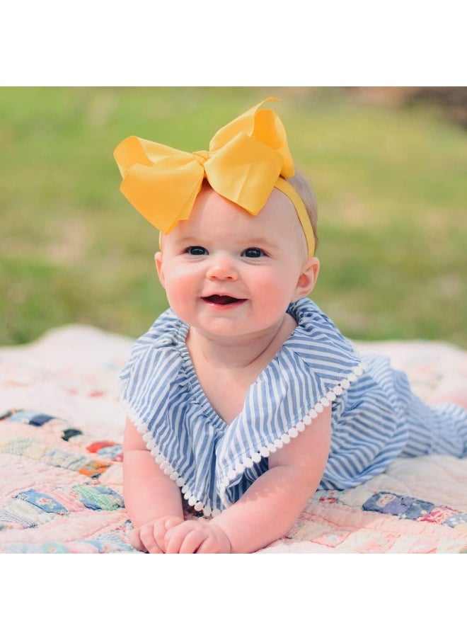 WillingTee 6 Inch 30 Colors Boutique Grosgrain Ribbon Hair Big Bows Headbands for Baby Girls Infants Toddler Kids Teens and Children