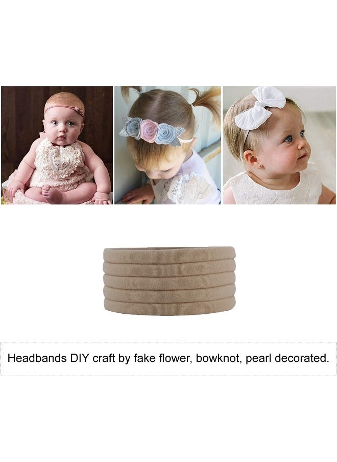 Lawie 100 Pack Bulk Super Soft Stretchy Elastic Nylon Headbands, Brown, Size Medium