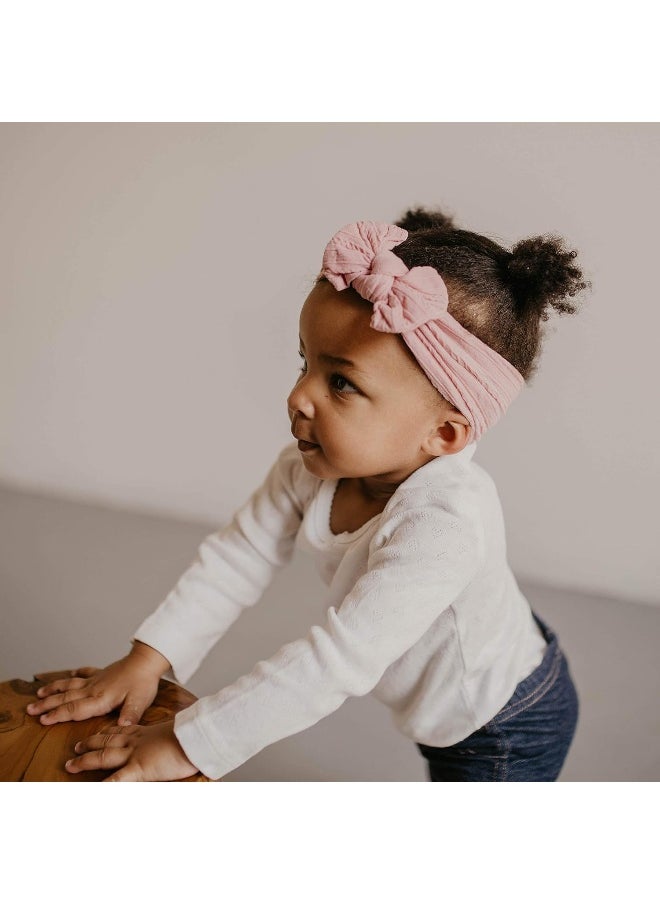 Parker Baby Co. Girl Headbands - 5 Pack of Cable Knit Nylon Bows for Girls - Matilda Set