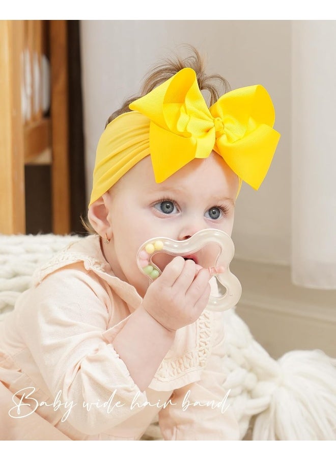 doboi 20pcs 6 Inches Baby Girls Big Bows Headbands Elastic Nylon Hairbands Turban Hair Accessories for Newborns Infants Toddlers and Kids