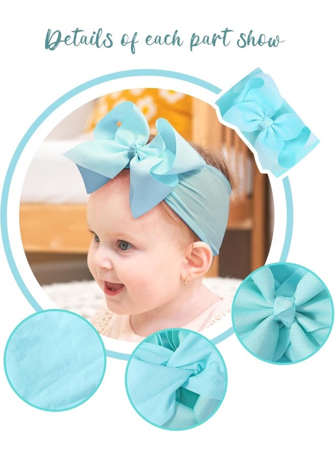 doboi 20pcs 6 Inches Baby Girls Big Bows Headbands Elastic Nylon Hairbands Turban Hair Accessories for Newborns Infants Toddlers and Kids