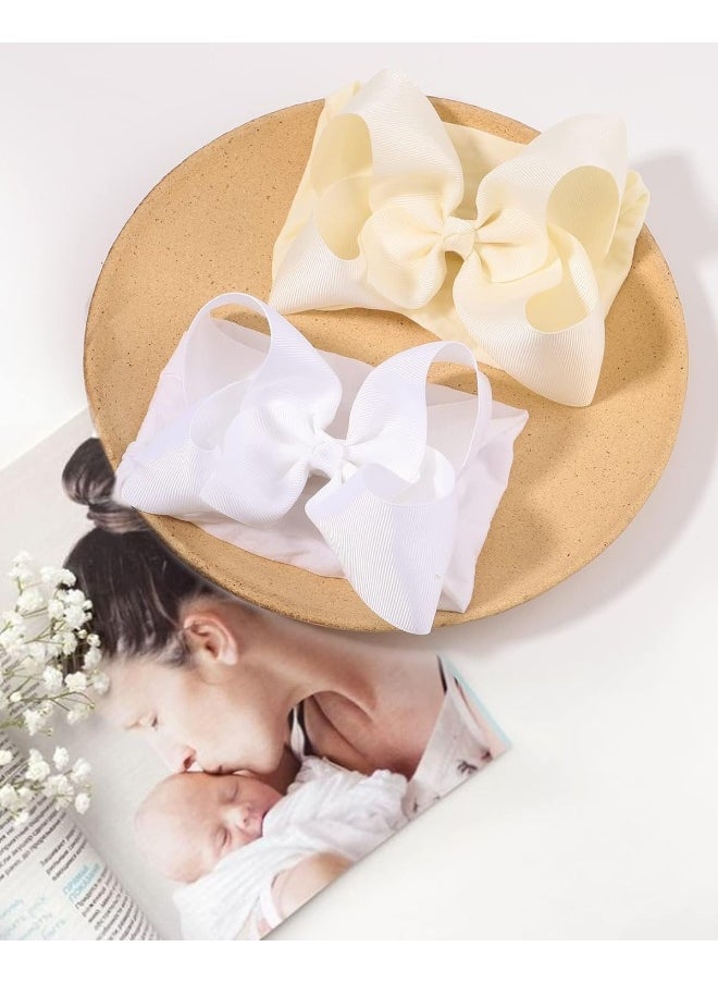 doboi 20pcs 6 Inches Baby Girls Big Bows Headbands Elastic Nylon Hairbands Turban Hair Accessories for Newborns Infants Toddlers and Kids