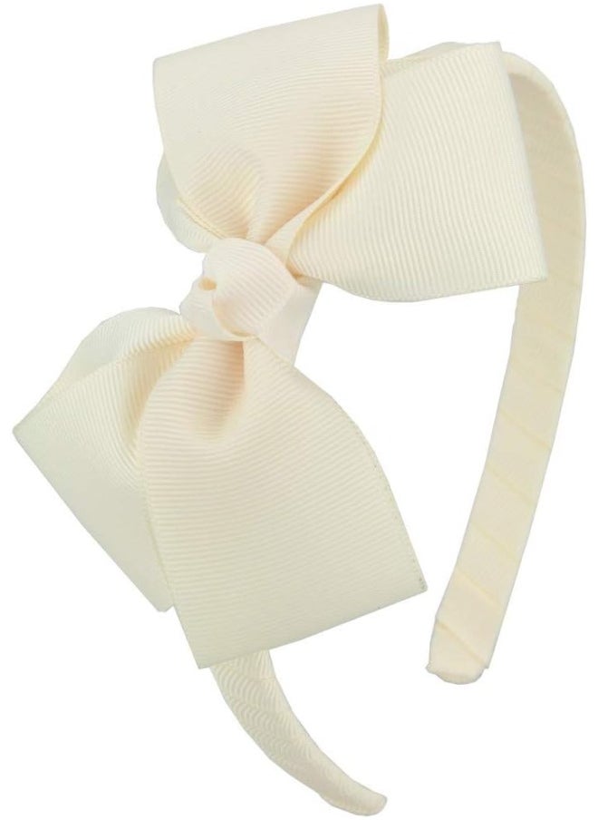 7Rainbows Cute Ivory Bow Headband for Girls Toddlers