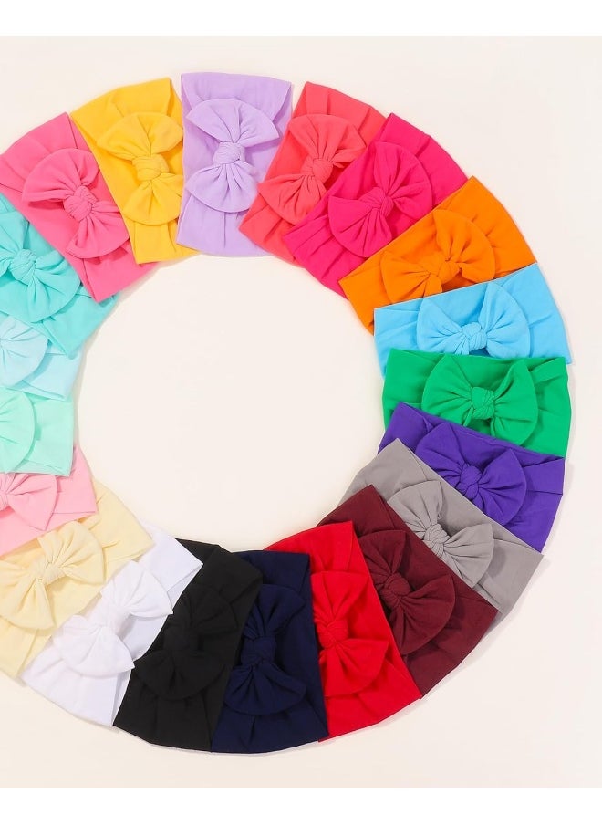 Jollybows 20pcs Baby Girls Nylon Headbands Turban Hair Bows Hair Band Elastic Hair Accessories for Kids Toddlers Infants Newborn