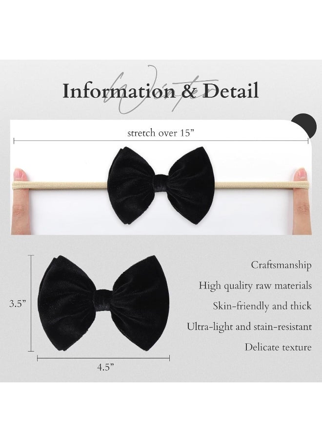 YanJie Baby Leopard Velvet Bow Headbands - 3 Pack Cotton Nylon Headband Baby Photography Hair Bow