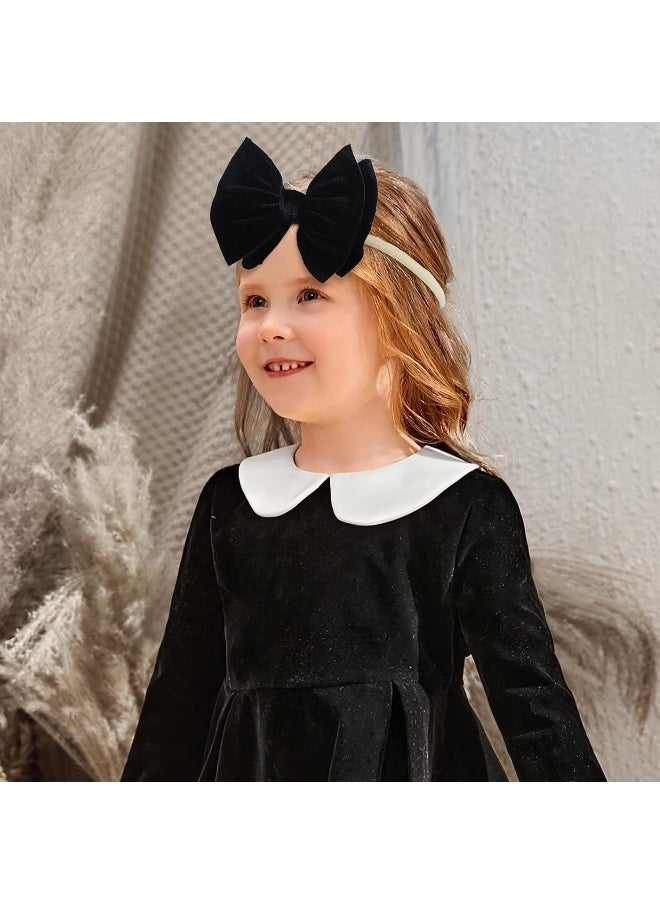 YanJie Baby Leopard Velvet Bow Headbands - 3 Pack Cotton Nylon Headband Baby Photography Hair Bow