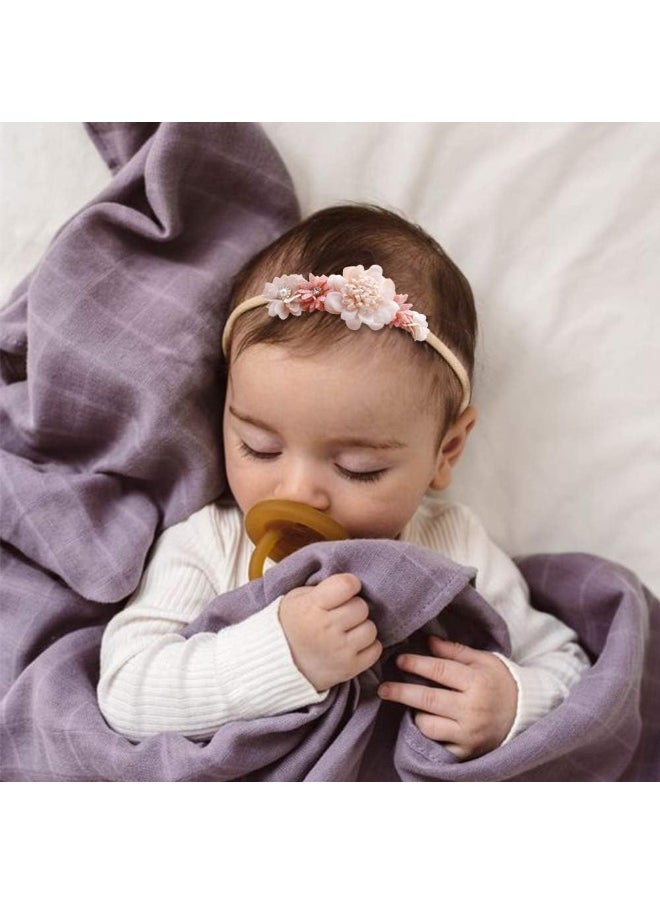 cherrboll 3pcs Cute Baby Girl Headbands Flowers, Super Soft & Stretchy Nylon Floral Hairbands for Newborn Toddler, Baby Gift
