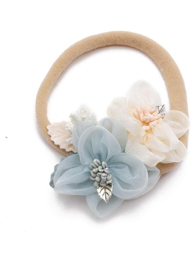 cherrboll 4pcs Baby Girl Headbands Flowers, Super Soft & Stretchy Nylon Floral Hairbands Baby Accessories for Newborn Toddler