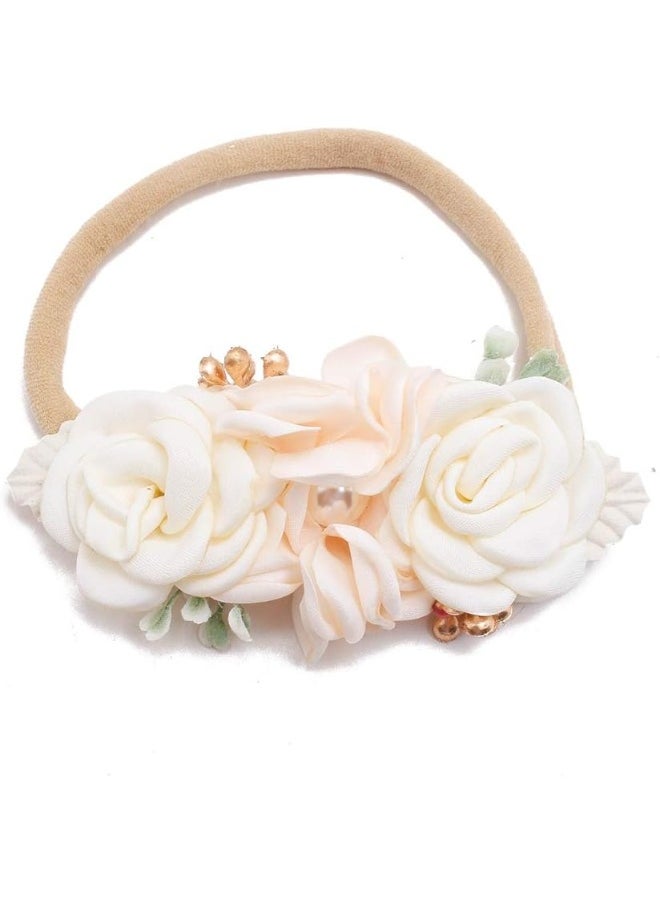 mligril Baby Girl Flower Headbands Set-Elastic Hair Band Crown Flower Wraps for Newborn Infant Toddler 3Pcs