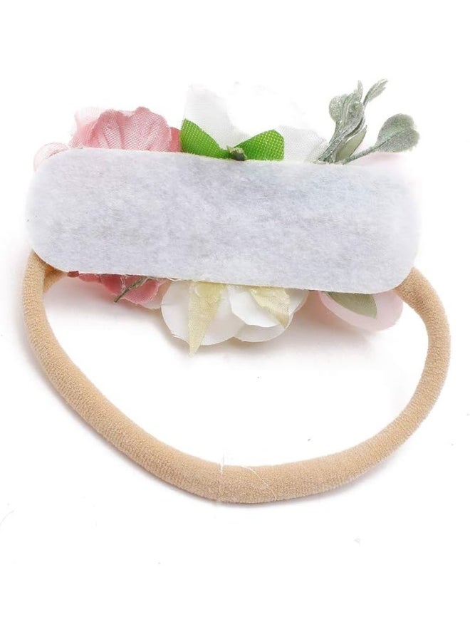 mligril Baby Girl Flower Headbands Set-Elastic Hair Band Crown Flower Wraps for Newborn Infant Toddler 3Pcs