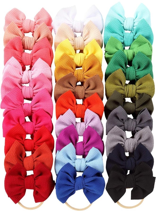 Cinaci 30 Pack Super Stretchy Nylon Headbands with Big Bow Hair Accessories for Baby Girls Infants Toddlers Kids Teens