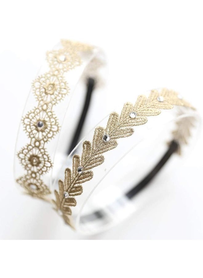 Baby Toddler Elastic Chiffon Flower Headbands Princess Girls Hand Sewing Beads Flower Lace Headwear Nylon Headband