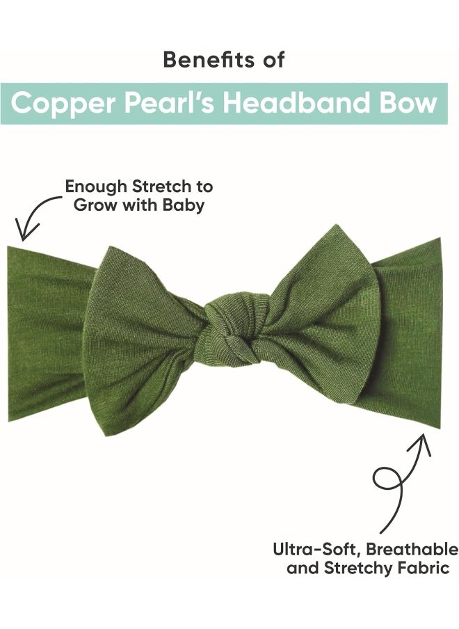 Copper Pearl Baby Stretchy Soft Knit Headband Bow Ledger
