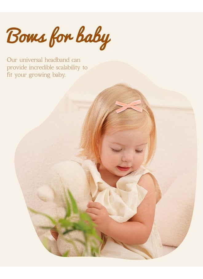 doboi 24pcs Baby Girls Flower and Hair Bows Headbands Soft Nylon Hairbands Elastic Hair Accessories for Newborns Infants Toddlers and Kids