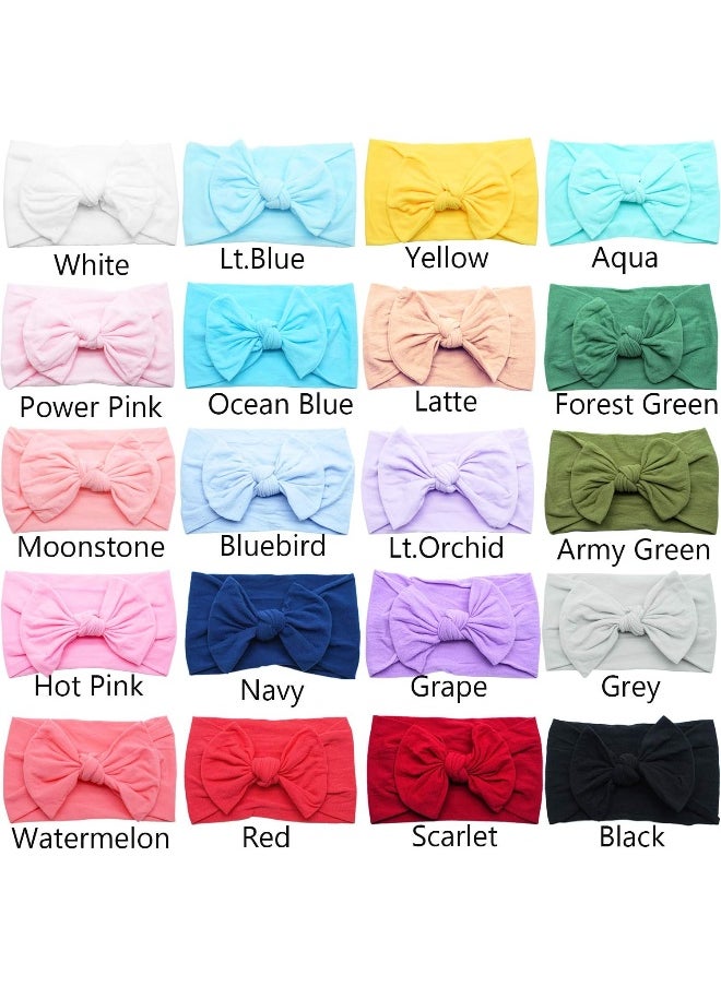 20PCS Baby Girls Headbands Soft Nylon Newborns Headbands 4.5inch Hair Bows Elastic Hairbands Hair Accessories for Newborns Infants Toddlers Girls Kids