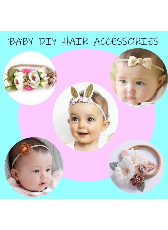 inSowni 50 Pack Super Soft Stretchy DIY Solid Nylon Headbands Baby Hair Bands One Size Fits All (10 Multi-color)