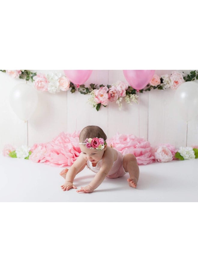 Baby Girl Floral Headbands Set - 3pcs Flower Crown Elastic Hairband Newborn Toddler Hair Accessories Gifts for Girls