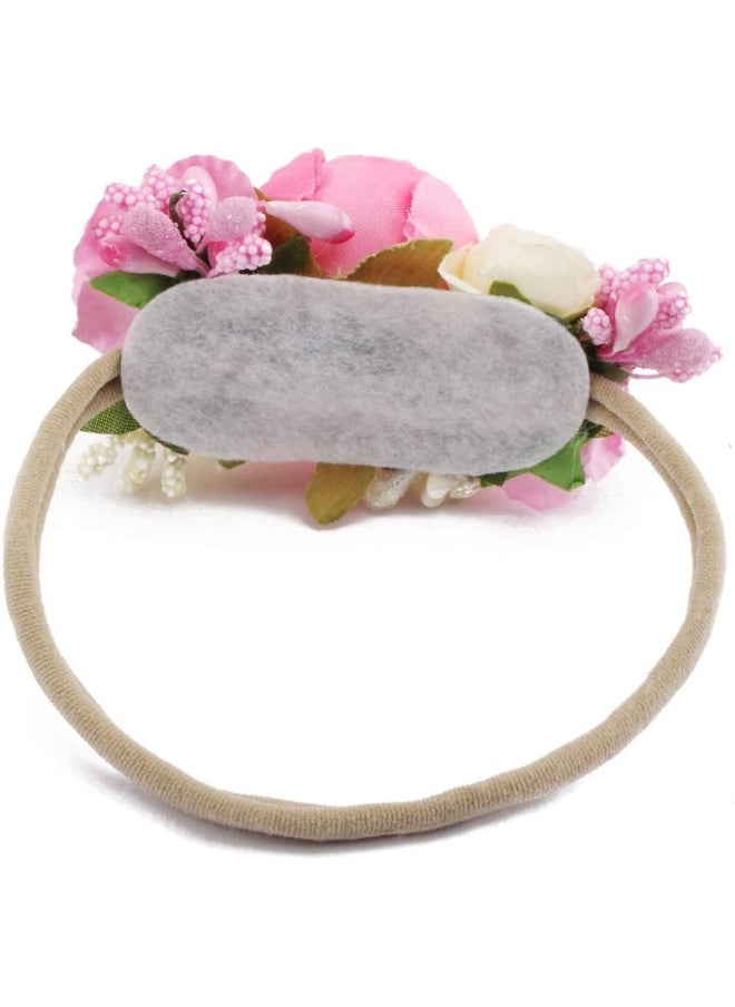 Baby Girl Floral Headbands Set - 3pcs Flower Crown Elastic Hairband Newborn Toddler Hair Accessories Gifts for Girls