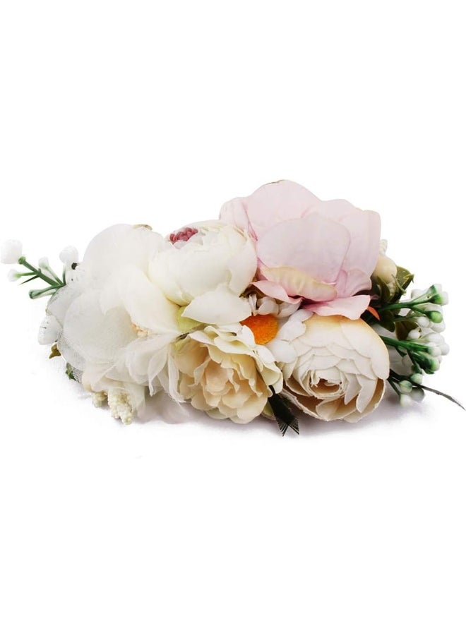 Baby Girl Floral Headbands Set - 3pcs Flower Crown Elastic Hairband Newborn Toddler Hair Accessories Gifts for Girls