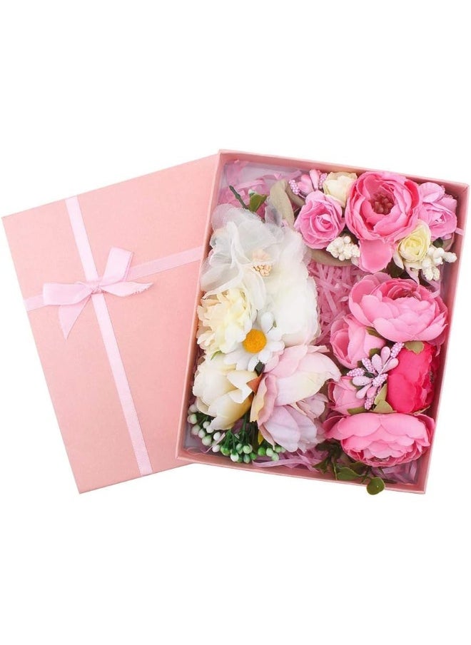Baby Girl Floral Headbands Set - 3pcs Flower Crown Elastic Hairband Newborn Toddler Hair Accessories Gifts for Girls