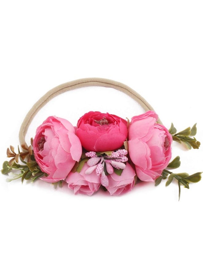 Baby Girl Floral Headbands Set - 3pcs Flower Crown Elastic Hairband Newborn Toddler Hair Accessories Gifts for Girls
