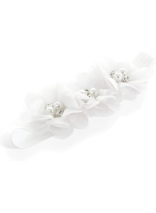 Flower Headbands Baby - Girls - Toddler Fabric Beaded Stretchy Elastic Pair