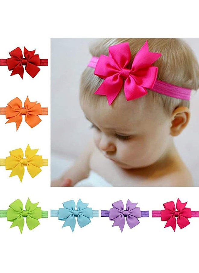 20Pcs Baby Girl Headbands with Bow Cute Elastic Hair Wrap for Newborn Infant Toddler Pink