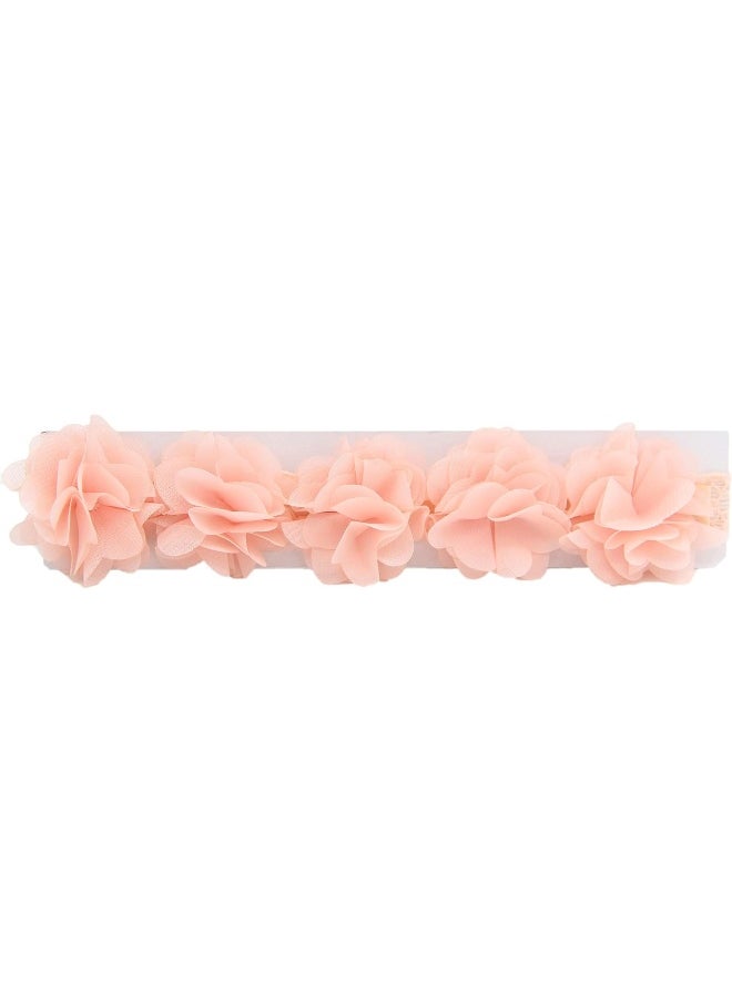 Baby Elastic Chiffon Flower Headbands Princess Girls Hand Sewing Beads Flower Headwear (XW1005)