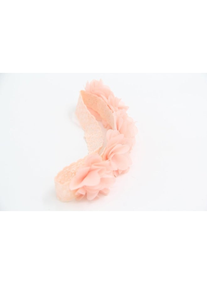 Baby Elastic Chiffon Flower Headbands Princess Girls Hand Sewing Beads Flower Headwear (XW1005)