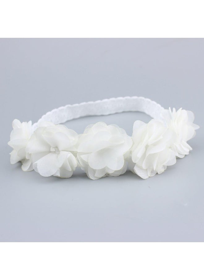 Baby Elastic Chiffon Flower Headbands Princess Girls Hand Sewing Beads Flower Headwear (XW1005)