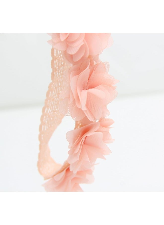 Baby Elastic Chiffon Flower Headbands Princess Girls Hand Sewing Beads Flower Headwear (XW1005)