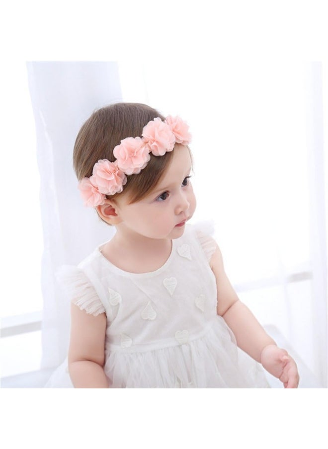 Baby Elastic Chiffon Flower Headbands Princess Girls Hand Sewing Beads Flower Headwear (XW1005)