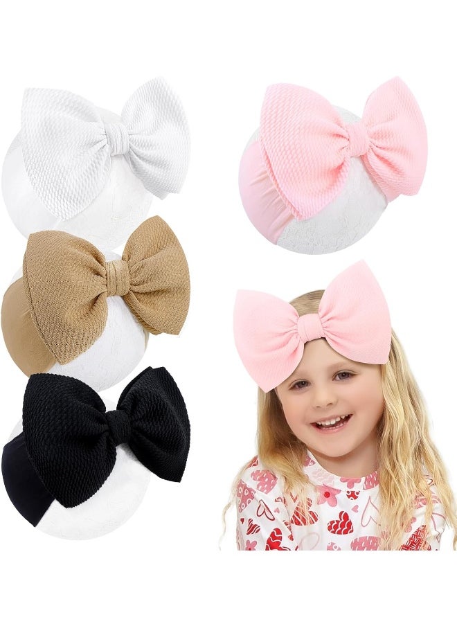 YanJie Baby Girls Soft Nylon Headbands Elastics Big Bow Knot Hairbands Wide band Baby Hair Accessories for Toddlers Newborn Infant