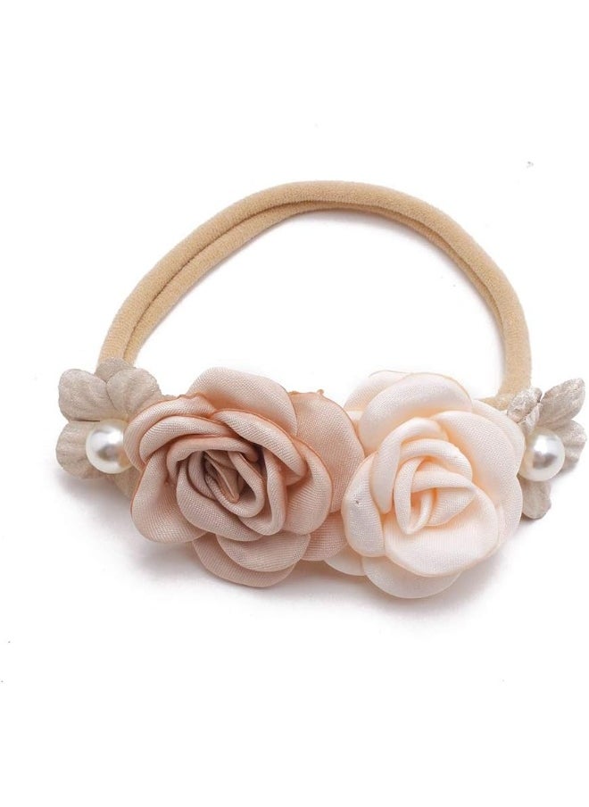 mligril Baby Girl Flower Headbands Set-Elastic Hair Band Crown Flower Wraps for Newborn Infant Toddler 3Pcs