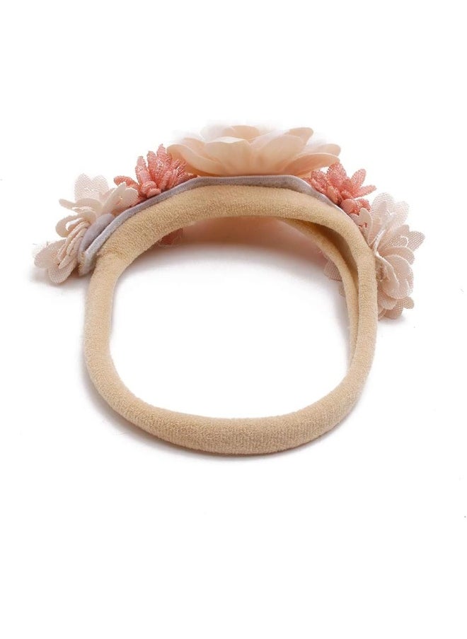mligril Baby Girl Flower Headbands Set-Elastic Hair Band Crown Flower Wraps for Newborn Infant Toddler 3Pcs