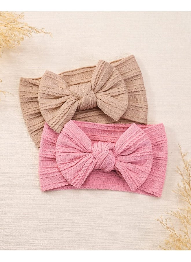 Jollybows 8pcs Nylon Headbands for Baby Girls Infant Baby Bows Newborn Hairbands Toddler Hair Bow Elastics Head Wraps