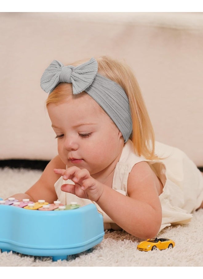 Jollybows 8pcs Nylon Headbands for Baby Girls Infant Baby Bows Newborn Hairbands Toddler Hair Bow Elastics Head Wraps